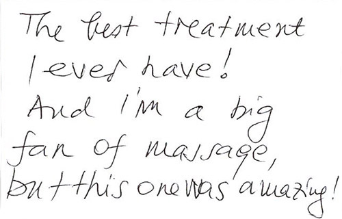 The best treatment I ever have!
And I'm a big fan of massage,
but this one was amazing!